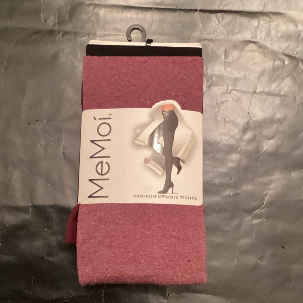 Fashion Opaque Tights - Burgundy & Black.